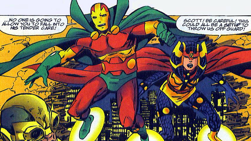 Left to right: Mister Miracle and Big Barda.
